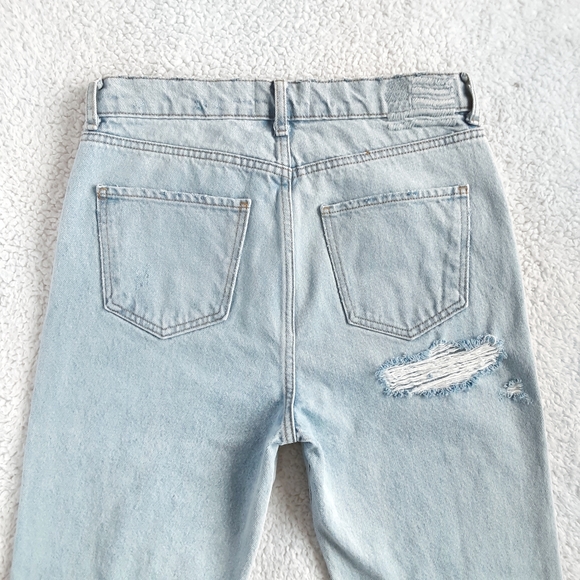 REVICE High Rise Distressed Bum Slit Straight Leg Boyfriend Jeans Size 32 - Picture 5 of 7